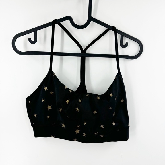 ✅ CHRLDR Sports Bra Allover Scattered Stars X-Large Black Gold Spaghetti Straps - Picture 1 of 9